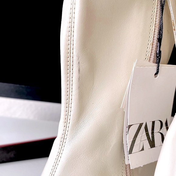ZARA Ivory Soft Leather High Heeled Ankle Boots - Picture 15 of 16